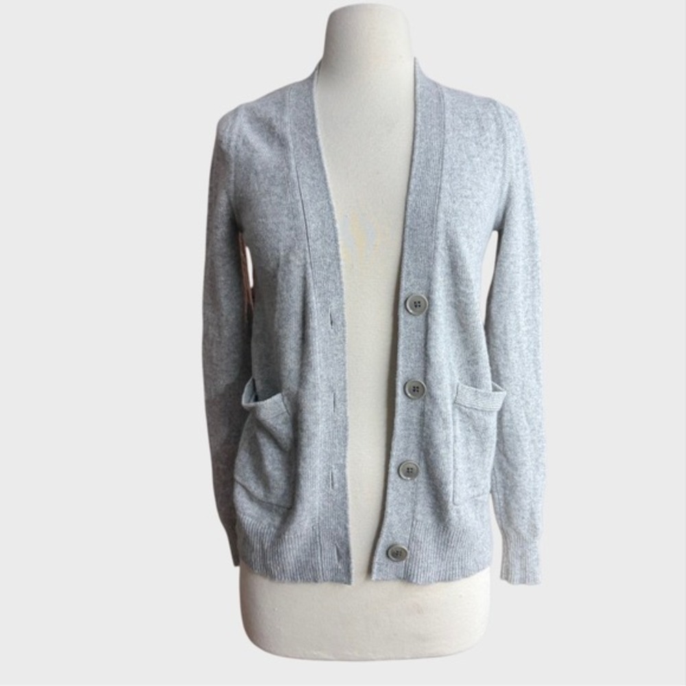 Banana Republic Italian Wool Cashmere XS Grey Cardigan Light Academia Office